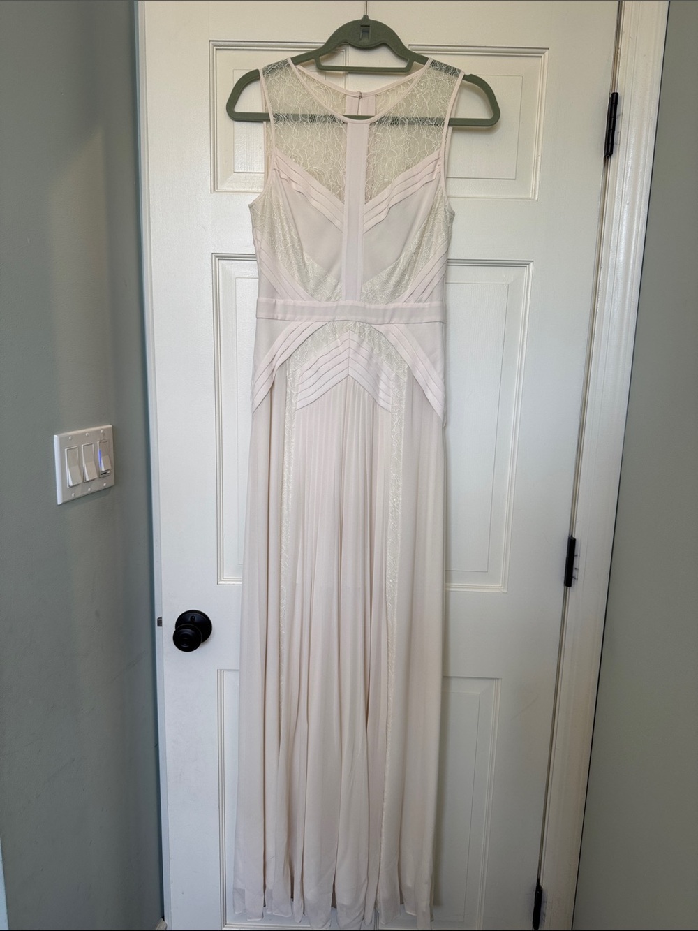 BCBGMaxAzria Ivory Lace-Panel Maxi Dress